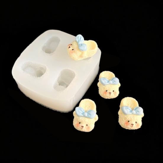 4 Peças Molde de Silicone de Grau Alimentício para Fabricante DIY de Pingentes e Chaveiros Fofo Donut Cachorro Chinelo Decoração de Bolo Molde de Cera de Geléia de Fácil Liberação