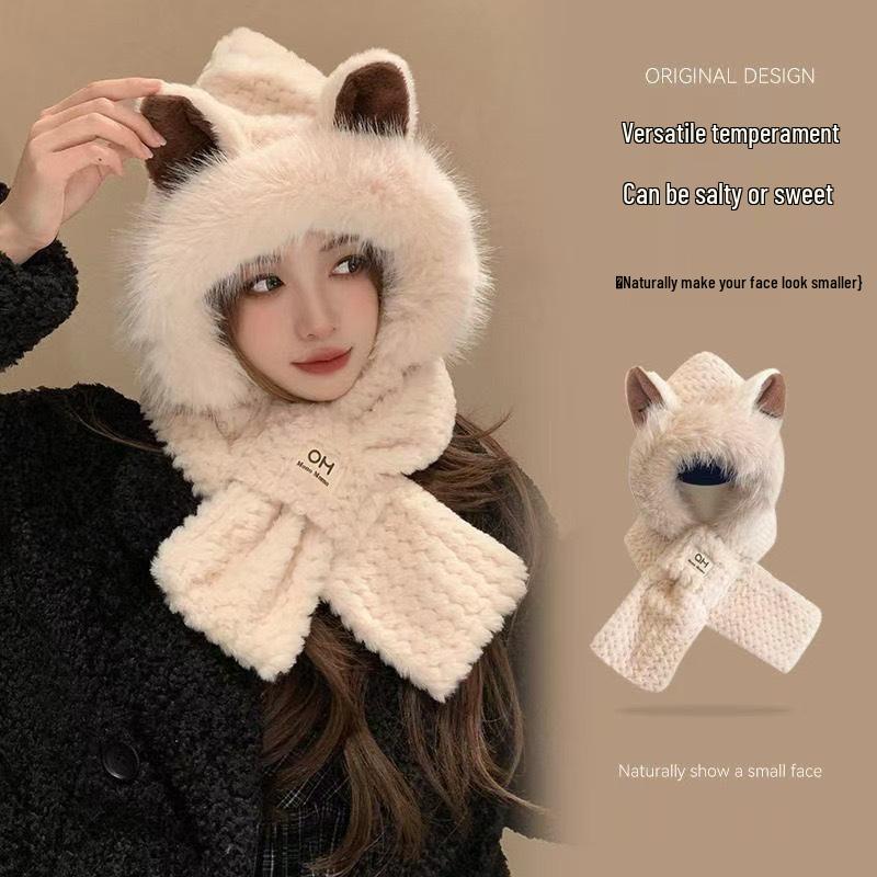 Cozy Fox Ear Hat & Scarf - Thick Plush Winter Warmer with Ear Protection