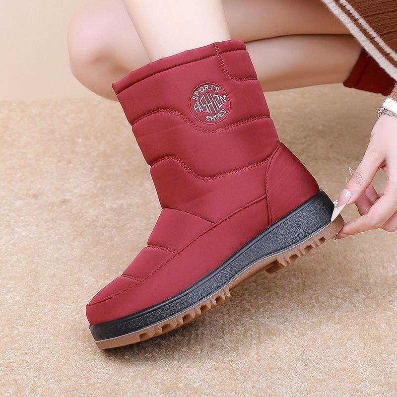 

New women s velvet thickened waterproof and non-slip lightweight side zipper middle-aged and elderly Northeast snow boots cotton boots 41 бордовый