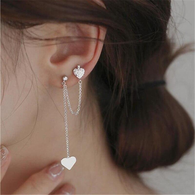 

Серьги-капли из стерлингового серебра 925 пробы с асимметричной кисточкой и длинными цепочками из циркония для женщин и девушек, элегантные ювелирные изделия для свадебной вечеринки