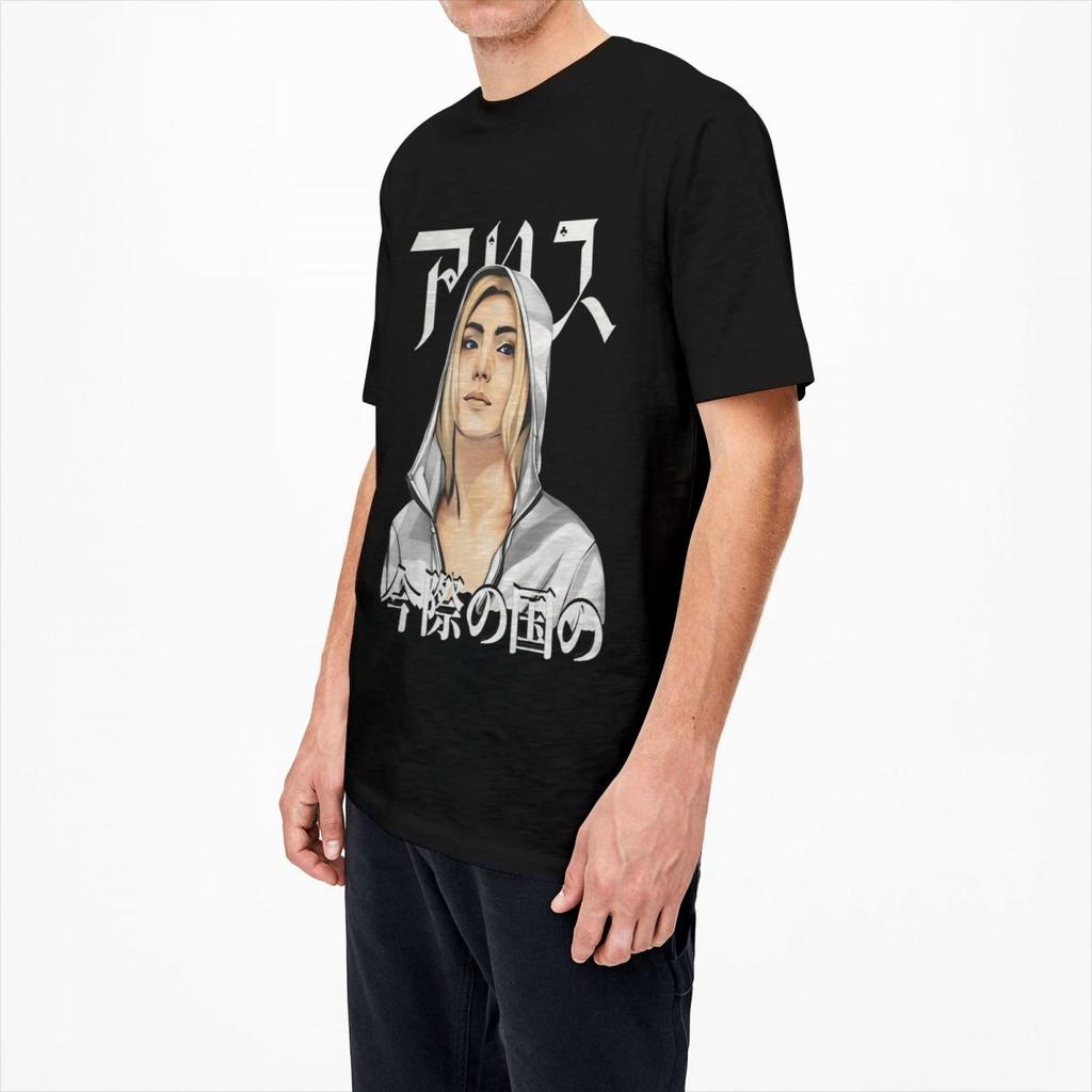 Haikyuu T-Shirt Alice im Borderland 100% Baumwoll-T-Shirts Japanischer Comic Film Neuheit T-Shirt für Männer Strand Kurzarm Kleidung