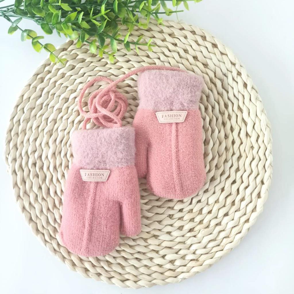 Jesień Zima Pogrubione Ciepłe Rękawiczki Dziecięce Dzianinowe Rękawice Rękawiczki Dziecięce Niemowlęce Maluch Miękkie Wygodne Pogrubione Rękawiczki Zimowe