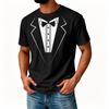 Men's Novelty Tuxedo Print Short Sleeve T-Shirt, Neck Casual Summer Top
