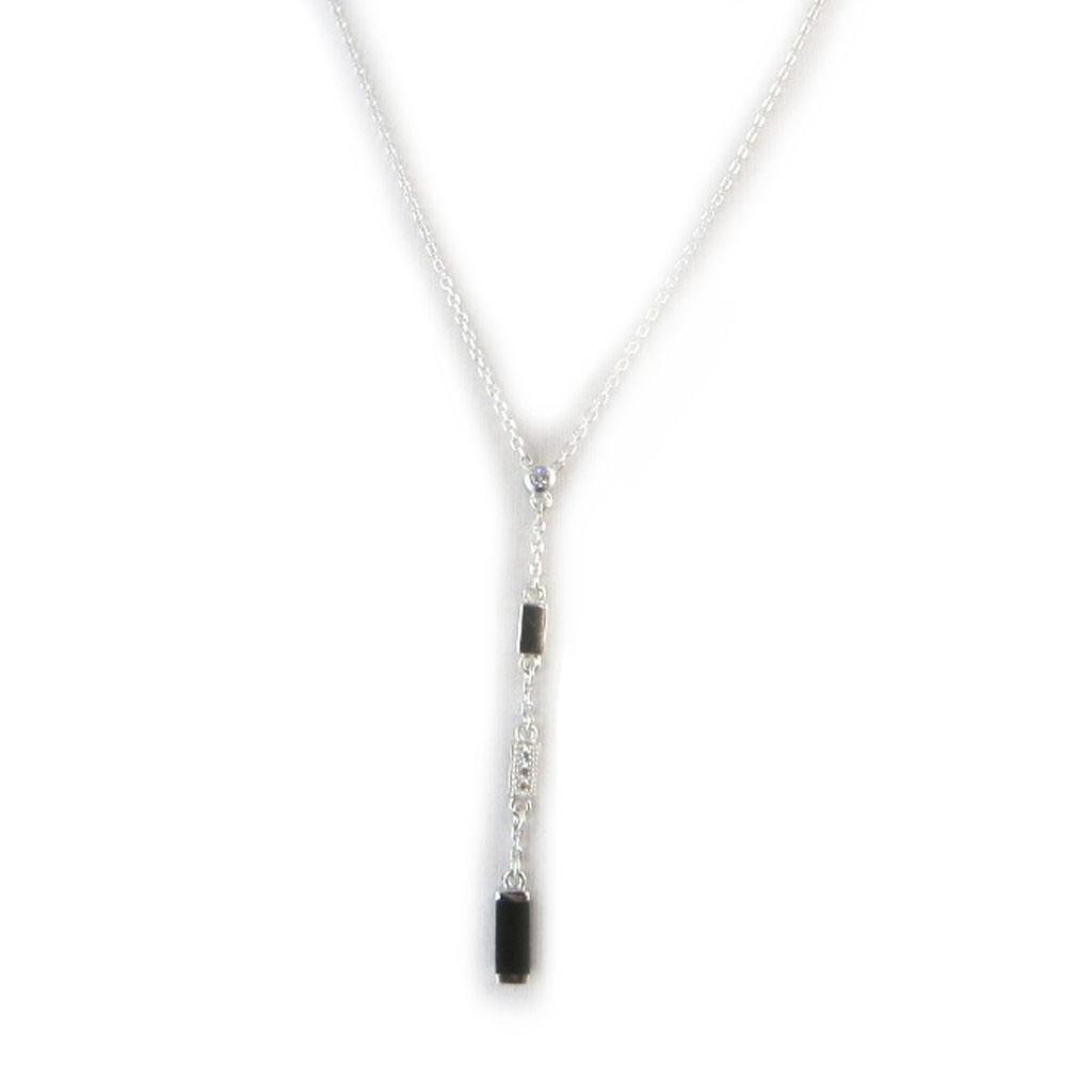 Altesse [N3276] - Ivory Black 'Sissi' Silver Necklace