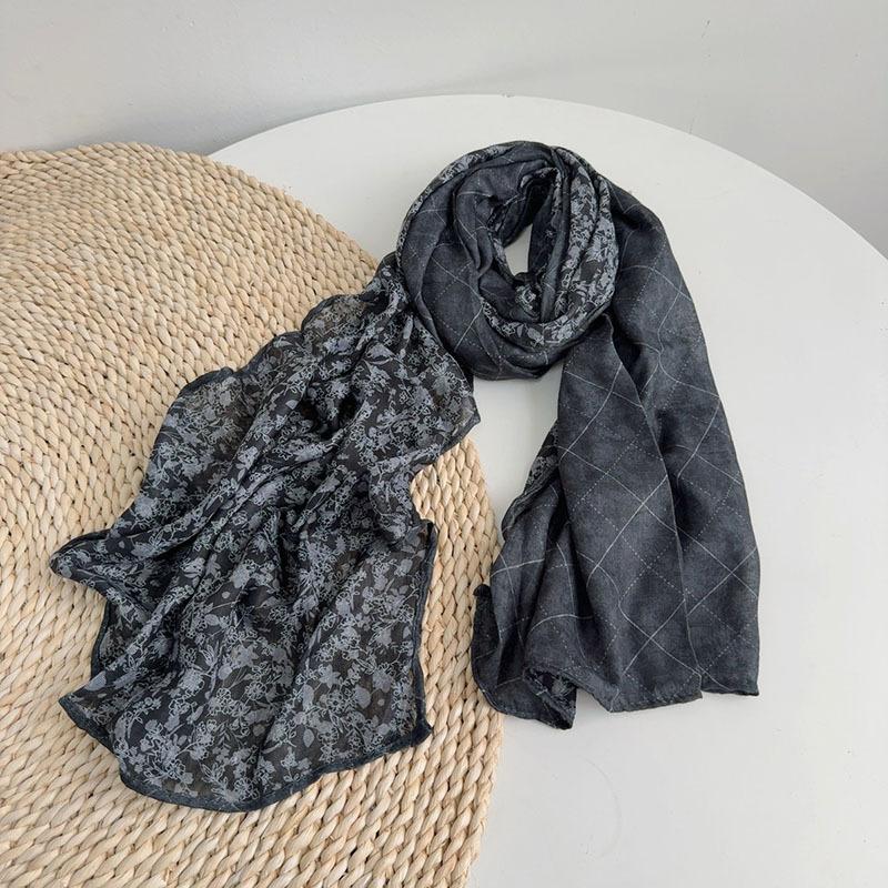 Korean Cotton Retro Scarf  Spring And Autumn New Floral Scarf Fashion Female Thin Breathable Shawl