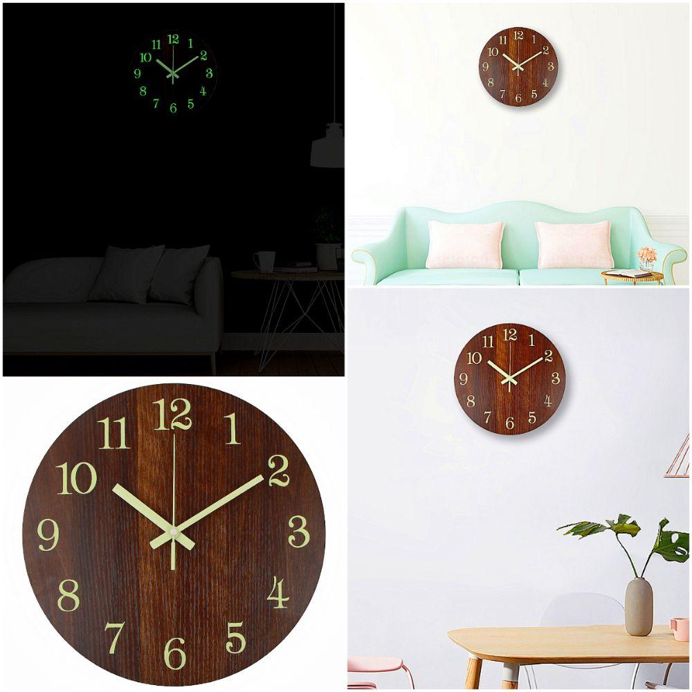 Wood Wood Wall Clock Quartz Movement Wall Hanging Clock Retro Style Rustic Wall Clock for Office