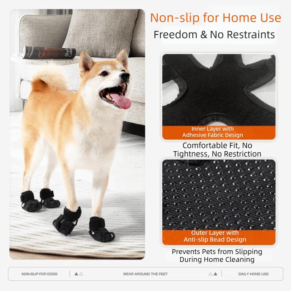 4pcs/set Comfortable Pet Foot Covers Adjustable Paw Protectors Dog Booties Socks  Protect Claws