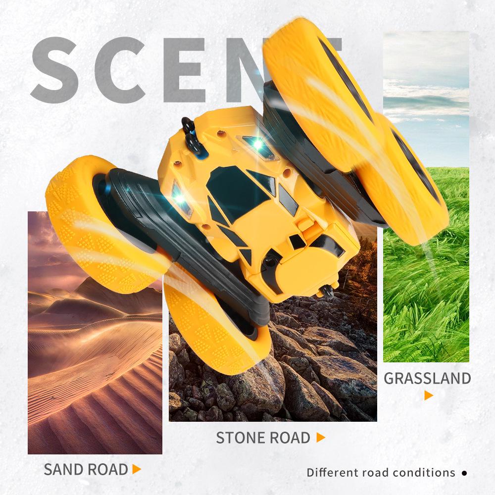 High-Speed 360° Remote Control Stunt Car with Lights - Double-Sided Tumbling Toy for Kids