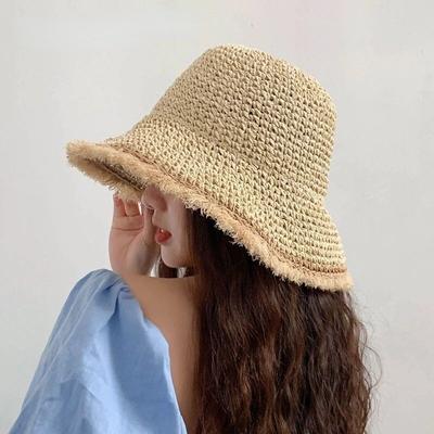 Cappelli di Paglia da Donna Cappello di Paglia Cinese Panama Protezione UV Visiera Parasole Cappelli da Spiaggia Visiere da Donna Pieghevole Cappello Estivo da Sole Femminile