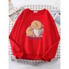 Cat Is Looking At The Cup Lovely Sweatshirt Female Fashion Fleece Hoody Crewneck Casual Hoodies Pullover Oversize