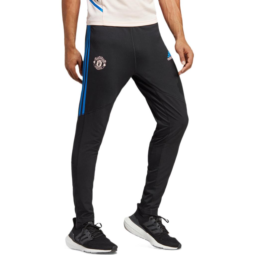 Adidas Manchester United Pro Pants with Striped Color Block and Elastic Cuffs Men Bottoms Black HT4274