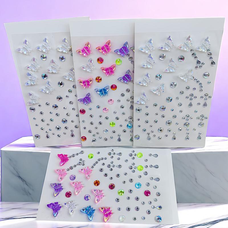 Colorful Butterfly Shell Face Decoration Diamond Sticker Nail Drill Gemstone Stickers Stage Eye Drill Stickers Pearl Sticke