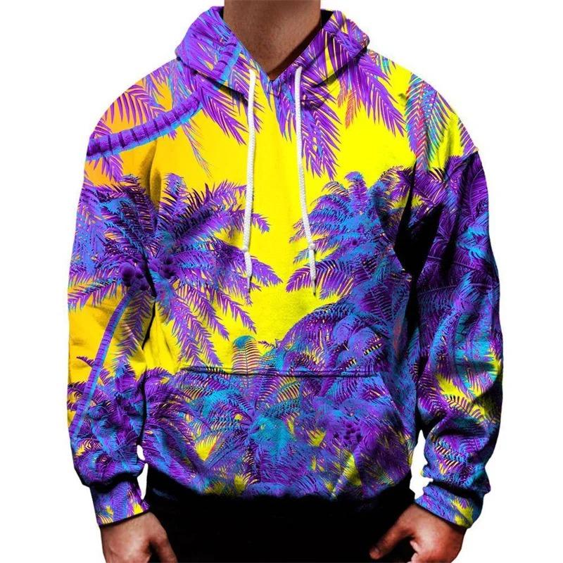 Multi Color Plants Leaf Hoodie Men 3D Printed Flower Sweatshirt Women Long Sleeve Hoodies Tops Casual Street Oversized Pullovers