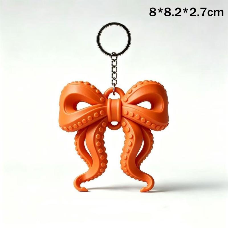 3D Printed Octopus Tentacle Bow Keychains Korean Style Colorful Fashion Pendant for Lively Accessories A4