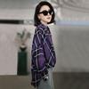 Retro High-end Plaid Casual Lazy Style Shirt for Women Autumn Commuting Versatile Polo Collar Long-sleeved Shirt