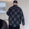 Checkerboard Pattern Plus Size Men's Windproof Warm Jacket Fashionable Versatile Casual Sports Lightweight Jacket Denim Jacket