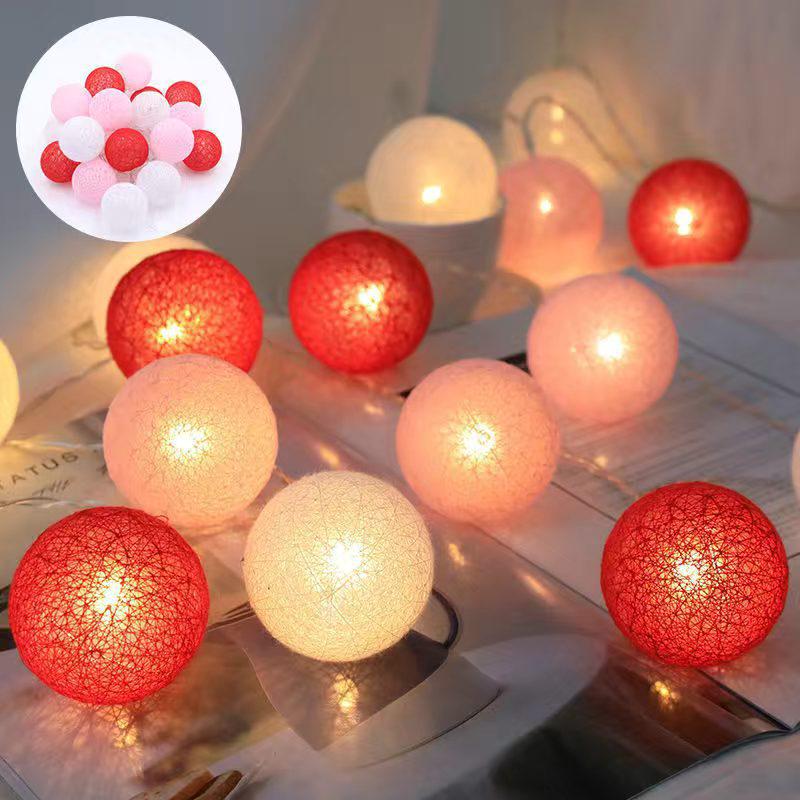 LED Cotton Ball String Lights for Christmas, Bedroom, and Party Decoration