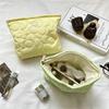 Candy Color Floral Quilted Makeup Bag for Women, Soft Cotton Padded Large Capacity Cosmetic Pouch, Portable Travel Organizer