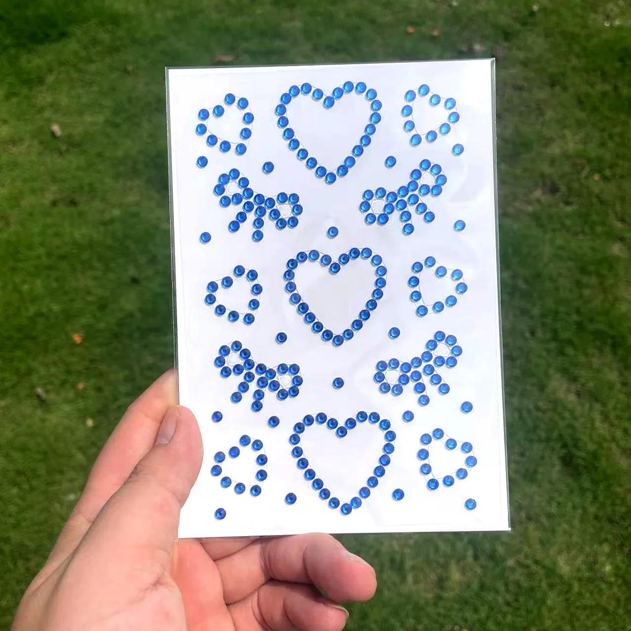 

3D Star Heart Acrylic Crystal Stickers Kids DIY Decoration Self Adhesive Jewel Crafts Sparkly Rhinestone Stickers Girls Gifts синій