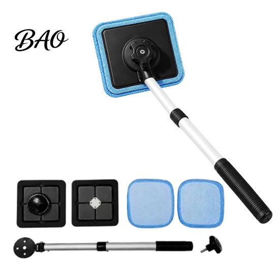 Car Windshield Cleaning Tool Magnetic Kit, Double-Sided Glass Cleaner with Microfiber Cloth Pads Long Telescopic Handle, Reusable for Auto Window