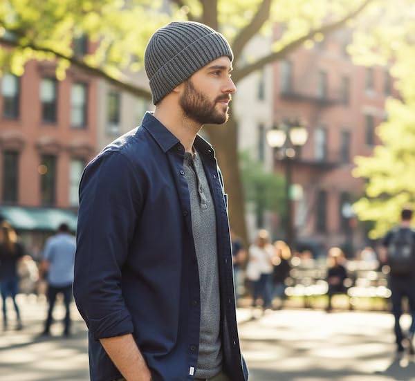 Knit Beanie Warm and Made of Thick Ribbed Solid UV One Size Fits Most [FREESE] Cap, Warm, High-Quality Rayon, Knit, Color, Protection, (Black)