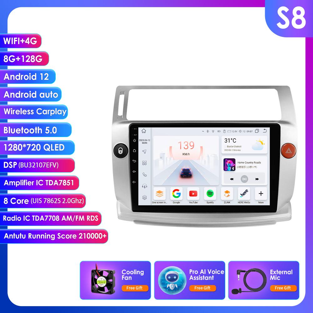 Ossuret Intelligent Car Radio Android for Citroen C4 C Triomphe C Quatre 2004-2009 Carplay Car Stereo Multimedia Video Player GPS 2din 7862 Audio