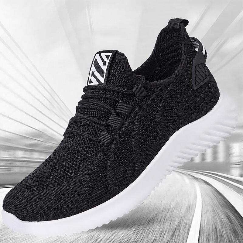 

Модные новые спортивные кроссовки, дышащие и модные мужские кроссовки для бега на открытом воздухе, студенческие трендовые универсальные повседневные туфли, ультралегкие 44 чёрный
