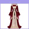 Medieval Vintage Court Dress With Velvet Fabric And Puff Sleeves For Halloween Costume Enthusiasts
