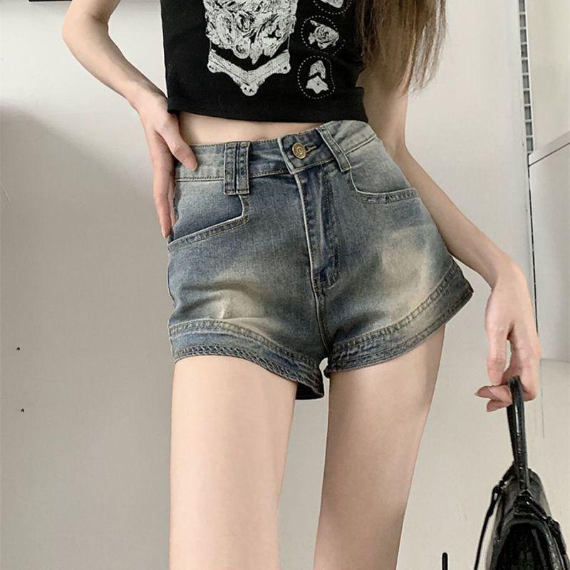

Корейские джинсовые шорты с высокой посадкой в пикантном стиле для женщин L