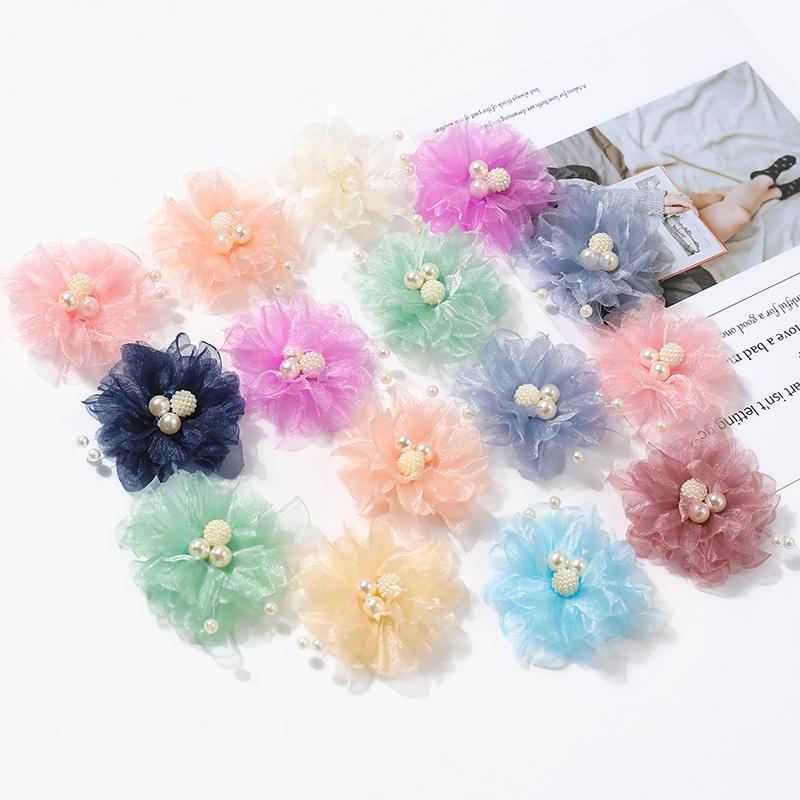 5Pcs Artificial Flowers Heads Chiffon Yarn Fake Flowers For Home Decor Marriage Wedding Decoration Craft Garland Gift Accessory