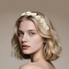 Stylish Plastic Hair Accessory Pearls Floral Accent Hairband Formal Casual Outfits Women Girls Long Wear Headwear