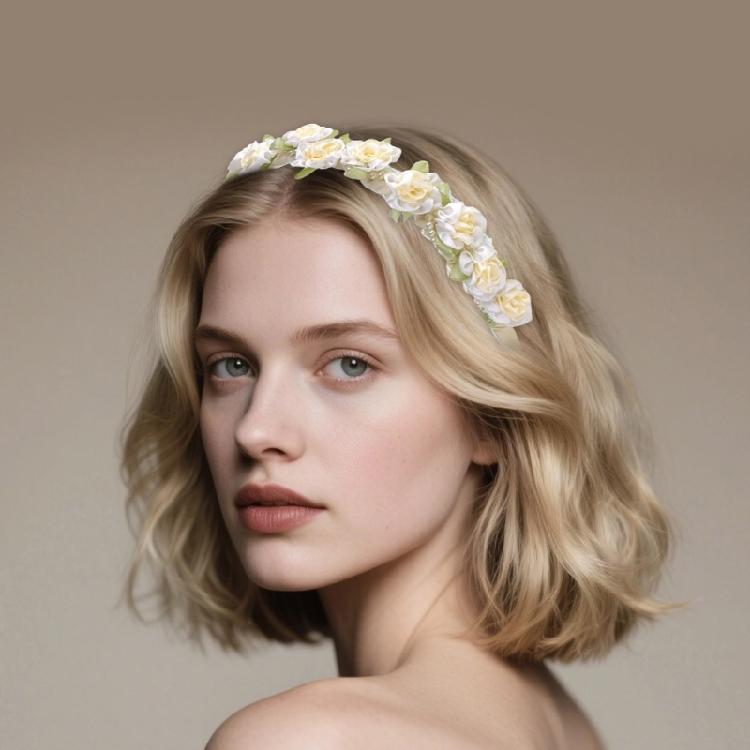 Stylish Plastic Hair Accessory Pearls Floral Accent Hairband Formal Casual Outfits Women Girls Long Wear Headwear