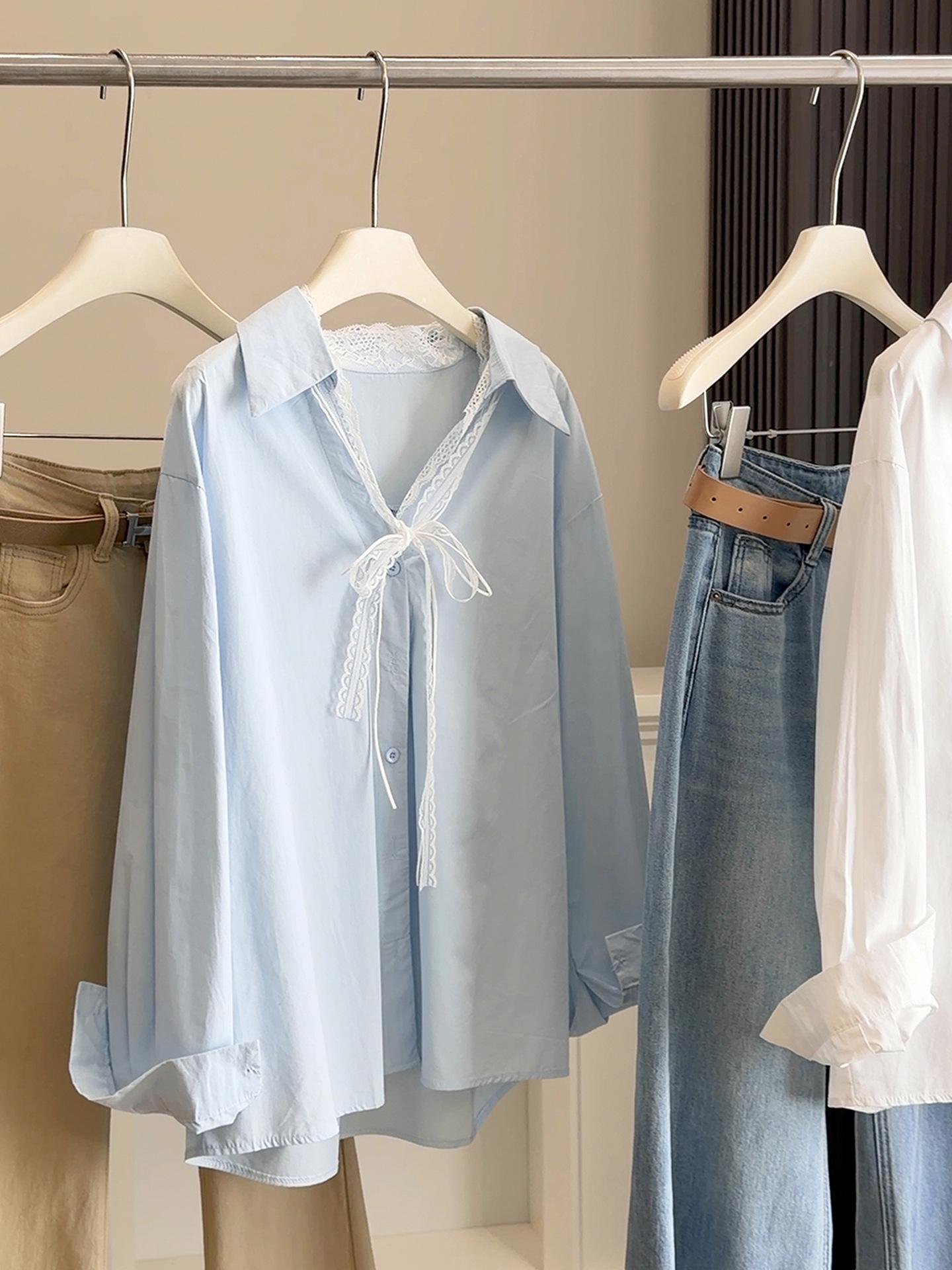 Women s Korean Chic Loose Polo Collar Shirt - Spring 2026 One Size синий