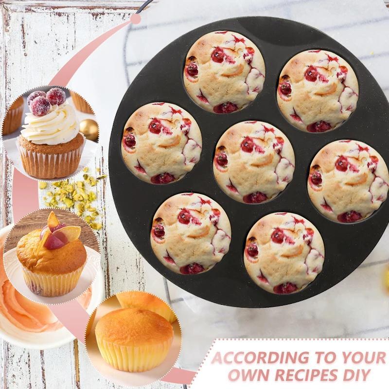 Air Fryer Accessories 7 with Cake Cup Mold Silicone 7 Even Round Muffin Cup Mold Microwave Oven Baking Mold Baking Bakeware Mat