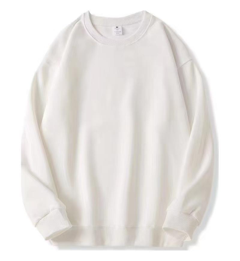 European-American Unisex Pure Cotton Round Neck Sweatshirt - Casual Solid Color, Fall/Winter Long Sleeve Fashion Style