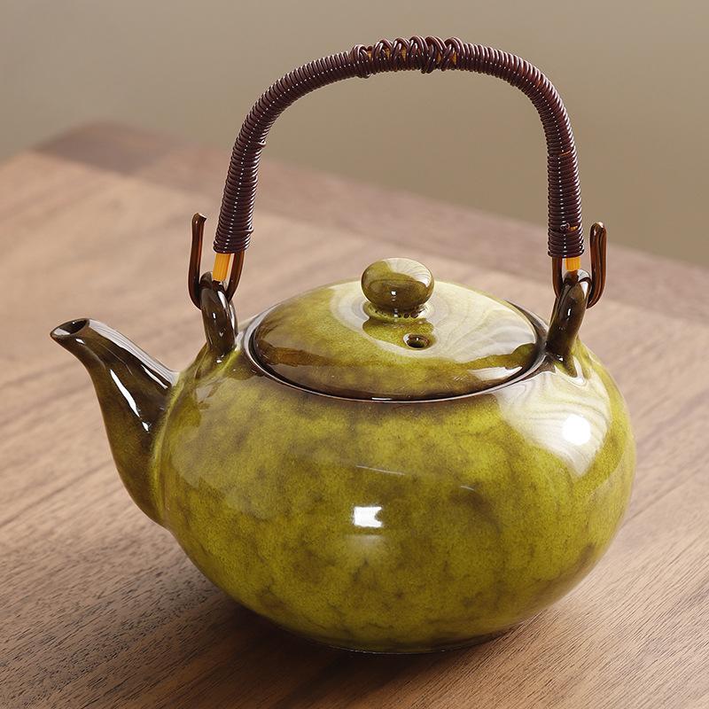 Japanese Style Kung Fu Tea Set Kiln Transformed Lifting Beam Teapot Ceramic Teapot Simple with Filter Tea Maker Single Pot