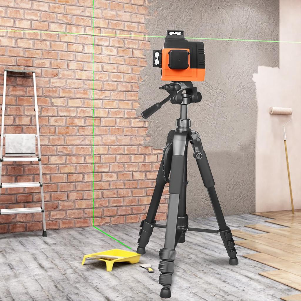 Multifunctional aluminum compatible with laser features a telescopic a swivel a carrying and a bubble Includes a plate with a screw base and a UNF