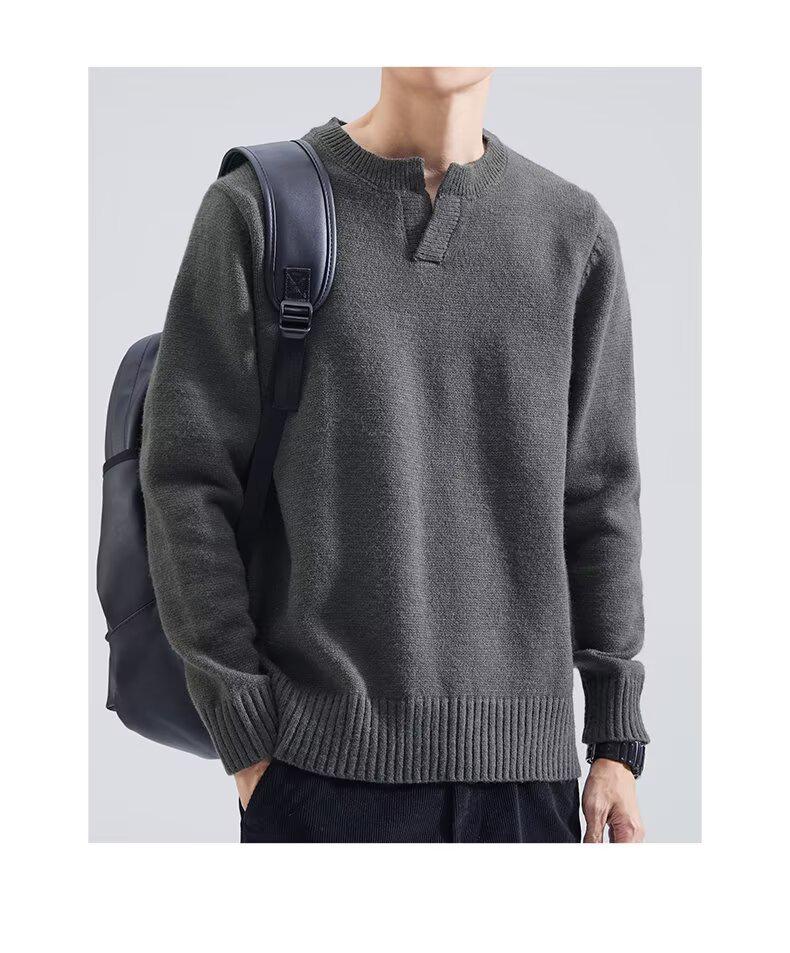 Autumn/Winter 2025 Men's Solid Color Round Neck Sweater - Soft, Youthful, Versatile Knitwear