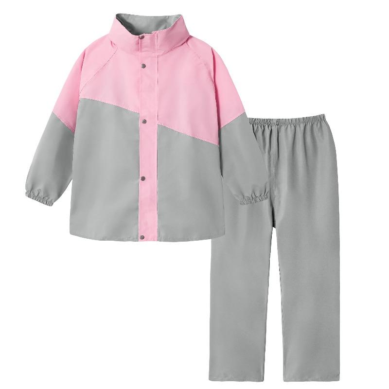 Kids Waterproof Suit Hooded Raincoat Jacket Trousers Set Puddle Suit Zip Boys Girls