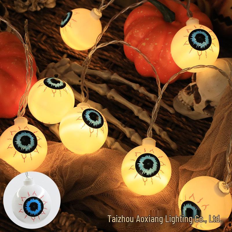 Halloween LED String Lights - Pumpkin, Spider, Ghost, Horror Decor, Marigold Colored Small Lights