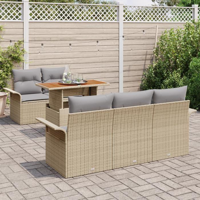 VidaXL Canapé de Jardin de 6 Pièces avec Coussins Beige en Rotin Poly 3349272