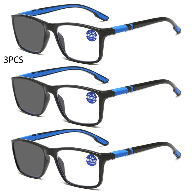 3Pcs Photochromic Reading Glasses Men Women Sports Anti-Blue Light Reading Eyewear Frame Presbyopia Eyeglasses +100 To+400