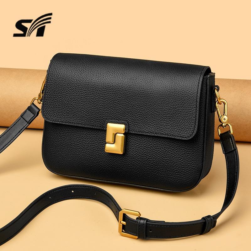 New first-layer cowhide tofu bag women's fashion underarm bag retro shoulder crossbody small square bag genuine leather women's bag