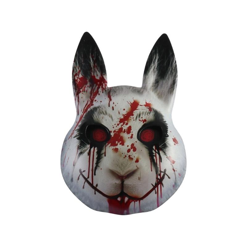 Realistic Anime Horror Rabbit Mask Lightweight Practical Plastic With Adjustable Strap For Cosplay Halloween Costume Event