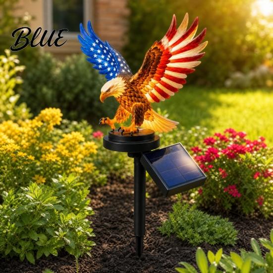 Bald Eagle Garden Decor America 250th Anniversary Solar Light Patriotic Memorial Day Decor Decoration Powered Stake Light for 4th of July