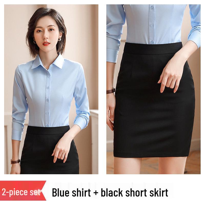 2025 Women's Non-Iron Long-Sleeve Slim Fit Business Shirt - Autumn Professional Micro-Elastic Workwear
