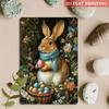 Tin Sign Retro Easter Rabbit Floral Wall Art Home Holiday Decor Metal Poster