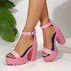 Fashion Aphixta 12cm Super High Woman Summer Sandals Purple Platform Peep Toe Classic Sandals Buckle Women Summer Shoes Big Size 43