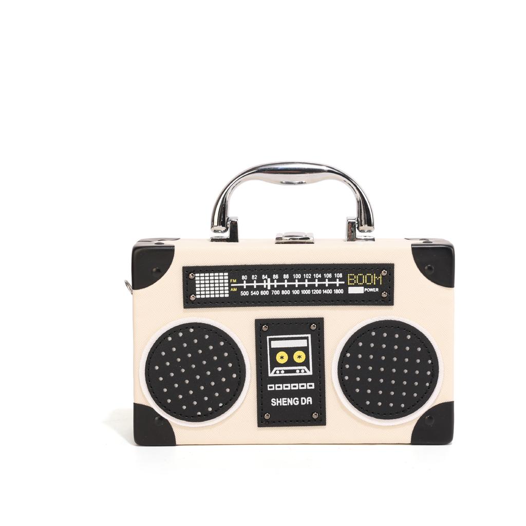 Fashion bags radio box bag 2025 European and American creative personality funny retro shoulder messenger bag women's new models