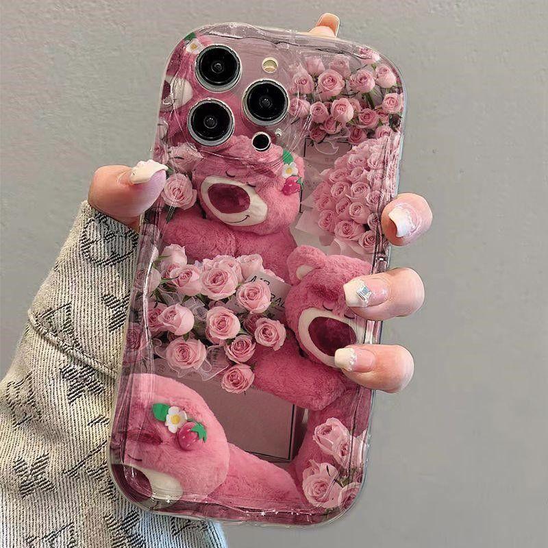 Rose Strawberry Bear Applies To Apple 16 Mobile Phone Case Iphone16 New Pro Cute 14 Cartoon Max Female 13 Cards